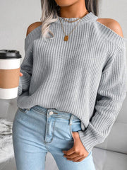 Women's casual off shoulder loose knit sweater - 808Lush