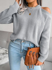 Women's casual off shoulder loose knit sweater - 808Lush