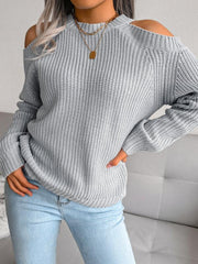 Women's casual off shoulder loose knit sweater - 808Lush