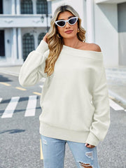 Women's casual one-shoulder loose casual sweater - 808Lush