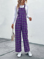 Women's casual plaid overalls jumpsuit - 808Lush