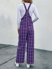 Women's casual plaid overalls jumpsuit - 808Lush