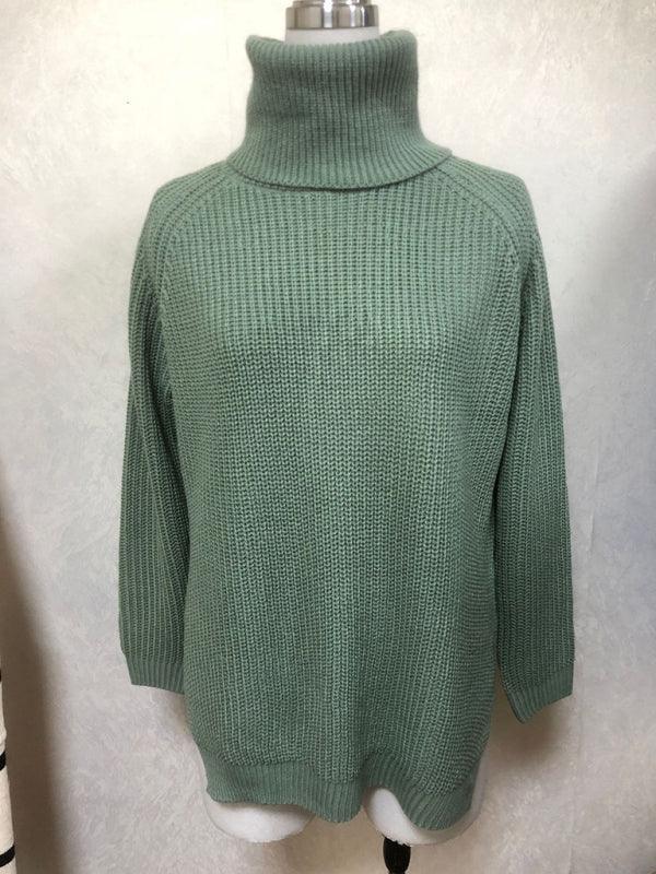 Women's casual pullover turtleneck slit loose sweater - 808Lush