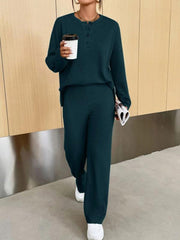 Women's casual round neck pullover sweatshirt and trousers two-piece set - 808Lush