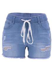 Women's casual slim all-match ripped denim shorts - 808Lush