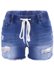 Women's casual slim all-match ripped denim shorts - 808Lush