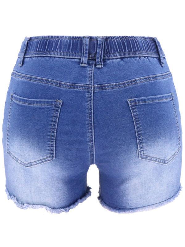 Women's casual slim all-match ripped denim shorts - 808Lush