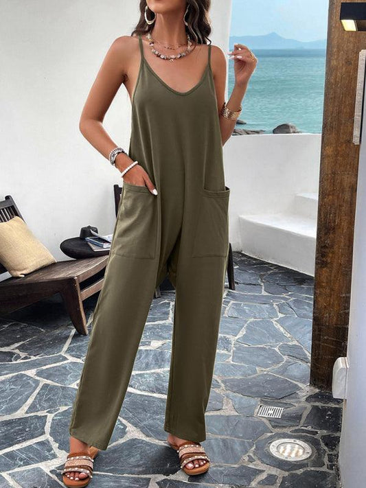 Women's casual solid color slim fit jumpsuit - 808Lush