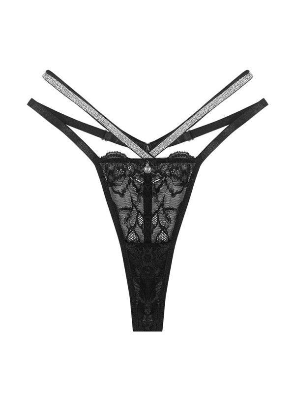 Women's double thin strap low waist hollow seamless sexy panties - 808Lush