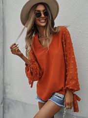 Women's elegant V-neck puff sleeve shirt - 808Lush