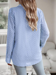 Women's elegant commuter jacquard long-sleeved blouse - 808Lush