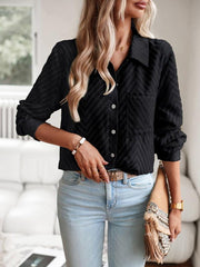 Women's elegant commuter jacquard long-sleeved blouse - 808Lush