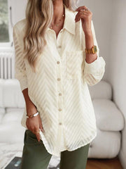 Women's elegant commuter jacquard long-sleeved blouse - 808Lush