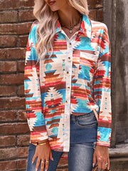 Women's fashion casual printed knitted shirt top - 808Lush