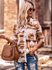 Women's fashion casual printed knitted shirt top - 808Lush