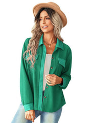 Women's fashion fake pocket knitted shirt top - 808Lush