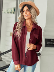 Women's fashion fake pocket knitted shirt top - 808Lush