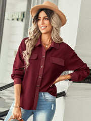 Women's fashion fake pocket knitted shirt top - 808Lush