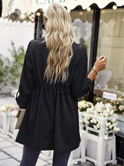 Women's fashion lapel drawstring trench coat - 808Lush