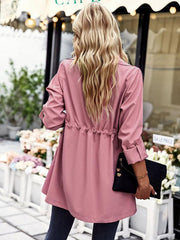 Women's fashion lapel drawstring trench coat - 808Lush