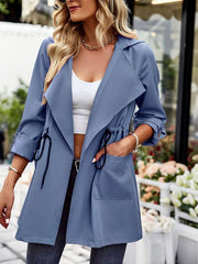 Women's fashion lapel drawstring trench coat - 808Lush