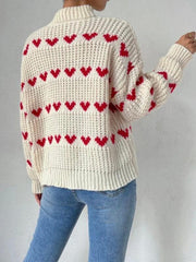 Women's fashion loose love jacquard pullover sweater - 808Lush