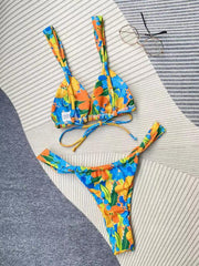 Women's fashion printed strappy split bikini - 808Lush