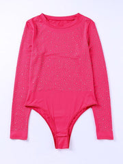 Women's full-frame rhinestone long-sleeved bodysuit - 808Lush