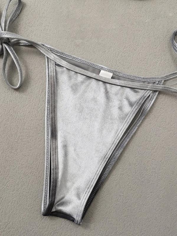 Women's gold velvet sexy and elegant strappy bikini - 808Lush