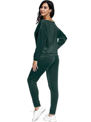 Women's gold velvet sports pants and sweatshirt two-piece set - 808Lush