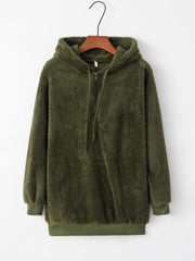 Women's hooded drawstring pocket sweatshirt fleece jacket - 808Lush