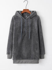 Women's hooded drawstring pocket sweatshirt fleece jacket - 808Lush