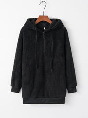 Women's hooded drawstring pocket sweatshirt fleece jacket - 808Lush