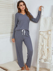 Women's household clothes suit Waffle long sleeve pajama suit - 808Lush