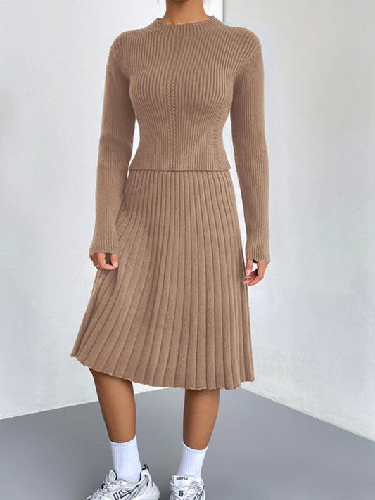 Women's knitted sweater slim fit skirt two-piece set - 808Lush