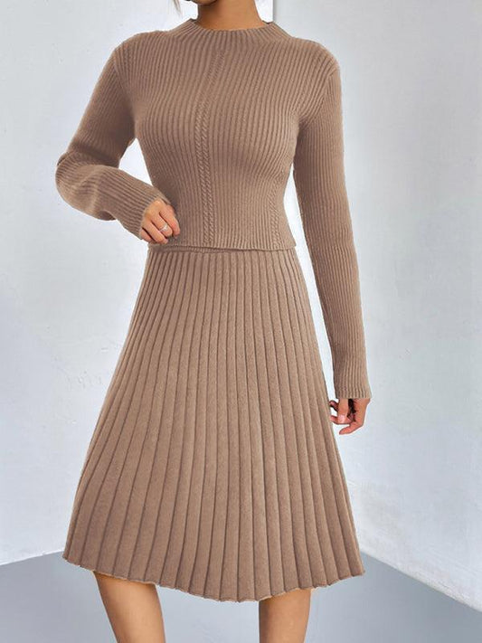 Women's knitted sweater slim fit skirt two-piece set - 808Lush
