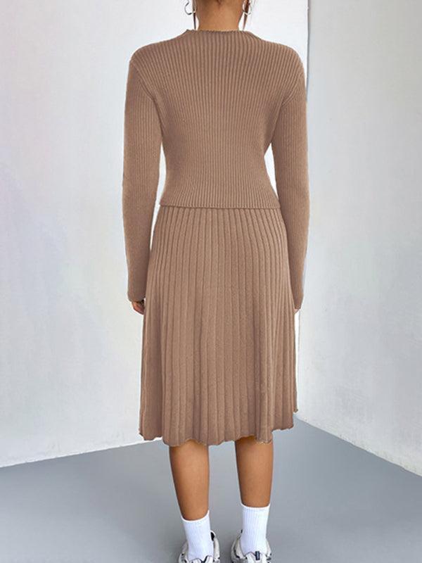 Women's knitted sweater slim fit skirt two-piece set - 808Lush