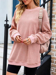 Women's long sleeve loose ribbed knitted sweatshirt - 808Lush