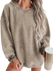 Women's long sleeve loose ribbed knitted sweatshirt - 808Lush