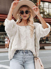 Women's loose knitted sweaters European and American round neck fashionable pullover sweaters - 808Lush