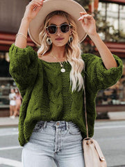 Women's loose knitted sweaters European and American round neck fashionable pullover sweaters - 808Lush