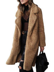 Women's loose long sleeve lapel plush jacket - 808Lush