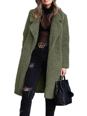 Women's loose long sleeve lapel plush jacket - 808Lush