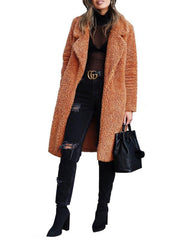 Women's loose long sleeve lapel plush jacket - 808Lush