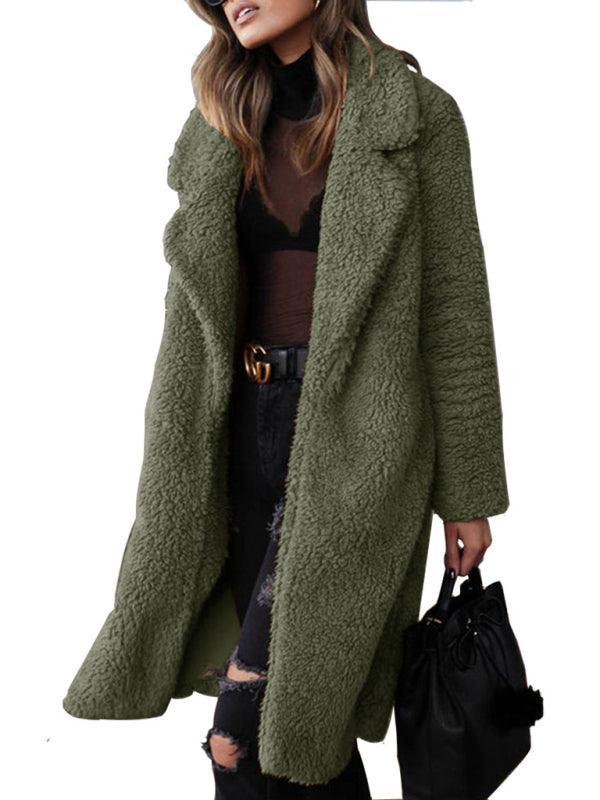 Women's loose long sleeve lapel plush jacket - 808Lush