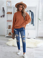 Women's loose long sleeve thermal sweater top - 808Lush