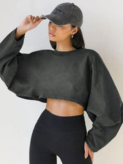 Women's loose round neck high waist sweatshirt - 808Lush