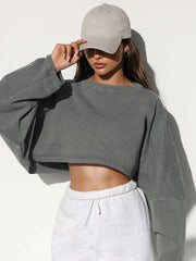 Women's loose round neck high waist sweatshirt - 808Lush