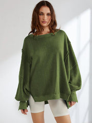 Women's loose round neck patchwork sweatshirt - 808Lush