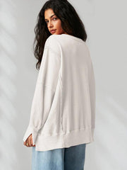 Women's loose round neck patchwork sweatshirt - 808Lush